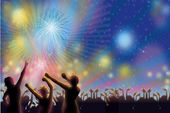 new year celebration crowd flyer background