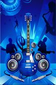 blue rock music with guitar flyer background