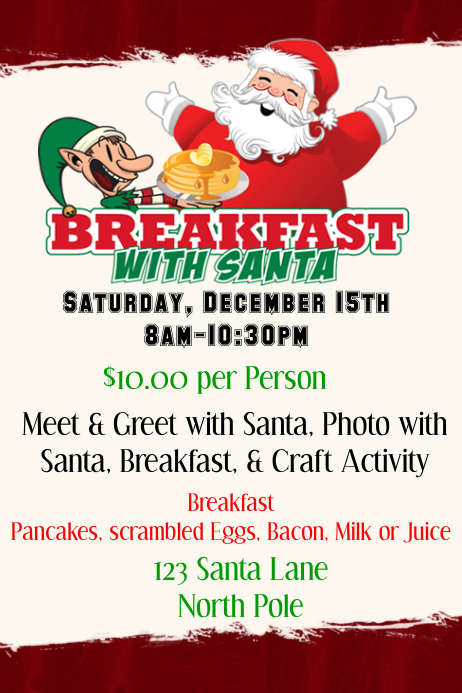 breakfast with santa template postermywall breakfast with santa flyer