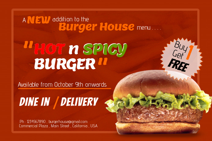 burger restaurant flyer template postermywall concert flyer background design