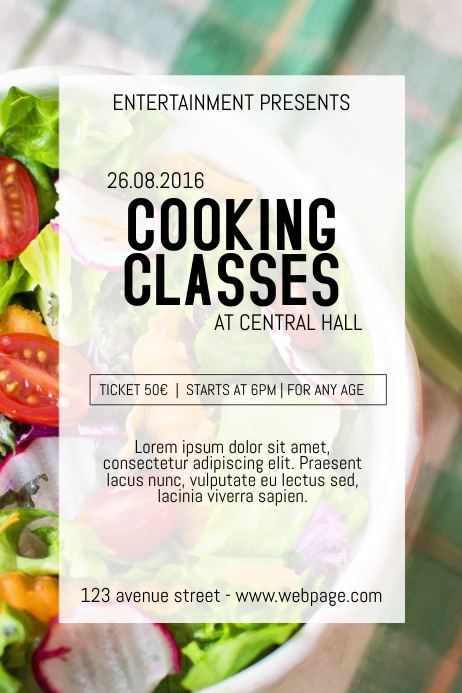 Cooking Class Classes Course Event Poster Flyer Template PosterMyWall