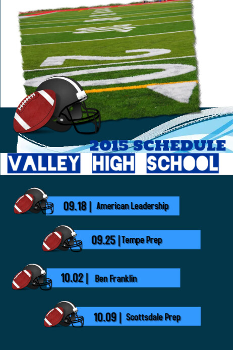High school football schedule template | PosterMyWall High school football schedule template | PosterMyWall