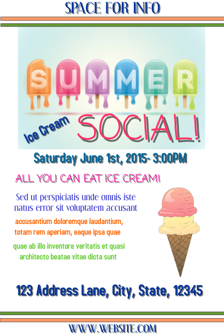 Ice Cream Social Flyer Template