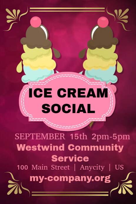 Ice Cream Social Flyer Template