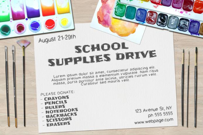 Landscape School Supplies Drive Poster Flyer Template Postermywall Free School Supply Drive Flyer Template
