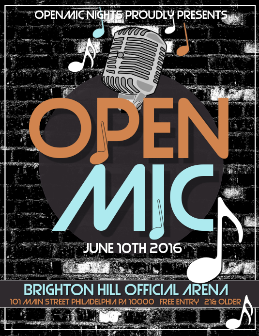 Open Mic template PosterMyWall