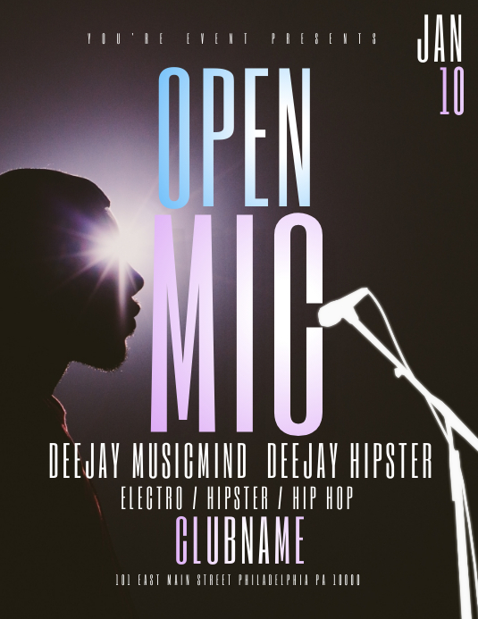 Open Mic template PosterMyWall