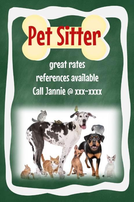 Pet Dog Sitter Walker Poster Flyer Announcement chalkboard | PosterMyWall