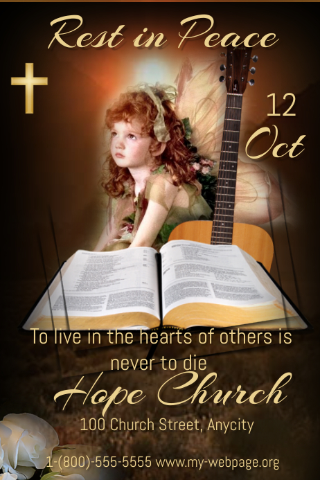 rest in peace template postermywall 5x7 calendar template
