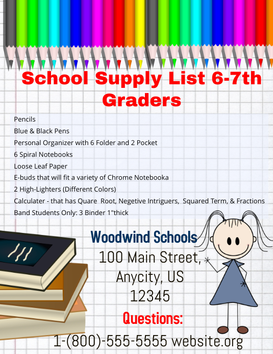 School Supplies template PosterMyWall