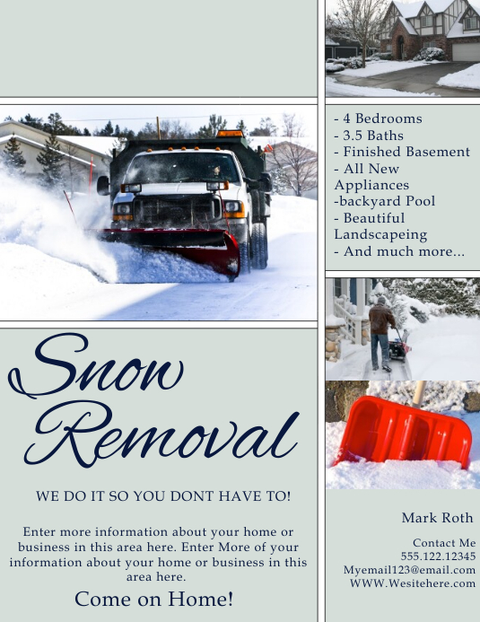 SNOW REMOVAL template PosterMyWall