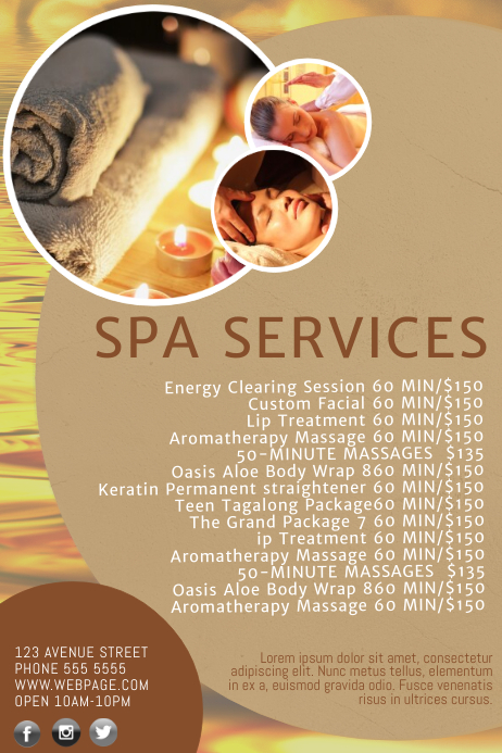 Spa Salon Price List Template Postermywall 2358