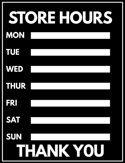 Store Hours template PosterMyWall