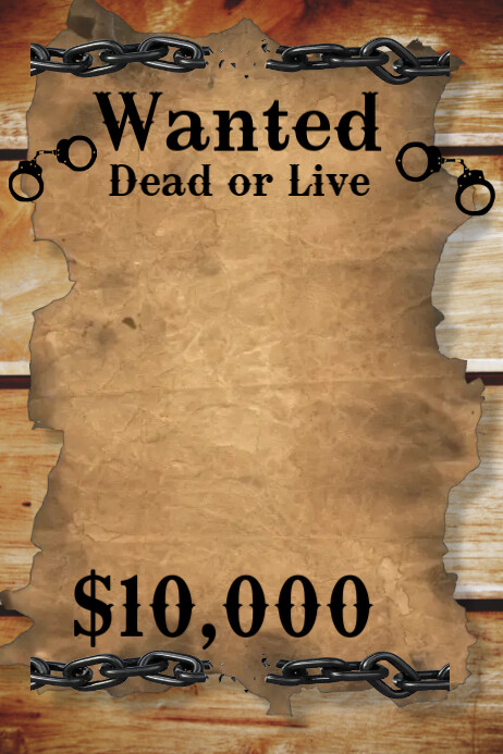 Wanted Dead Or Alive Poster Free Template - Printable Templates