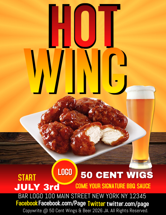 Wing and Beer template PosterMyWall